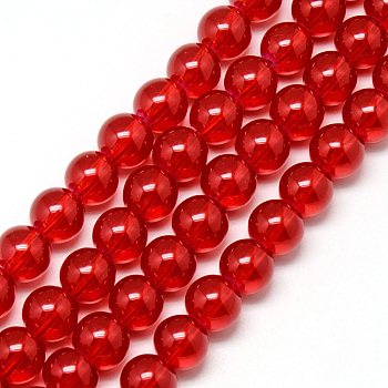 Baking Painted Glass Beads Strands, Imitation Opalite, Round, Red, 10mm, Hole: 1.3~1.6mm, about 80pcs/strand, 31.4 inch
