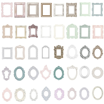 4 Sets 4 Styles Cassia Paper, Hollow Relief Vintage Border Collage Card Non-Adhesive, White, 80~90x52~76x0.1mm, 1set/style