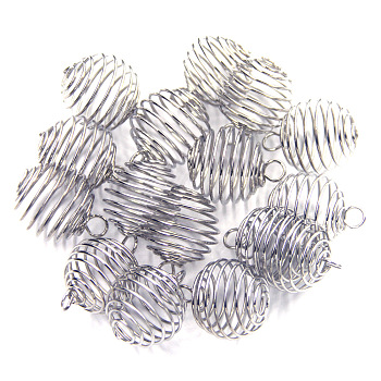 Iron Wire Pendants, Hollow, Round, Platinum, 15x14mm, Hole: 4mm