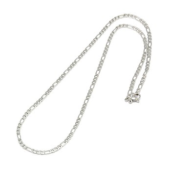 Smooth Surface 304 Stainless Steel Figaro Chain Necklace Making, Stainless Steel Color, 17.91 inch(45.5cm), 3mm