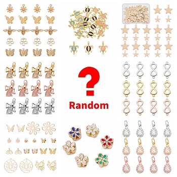 Lucky Bag, Random Styles Style Metal Brass Beads, Charms Connectors Kits, Random Color