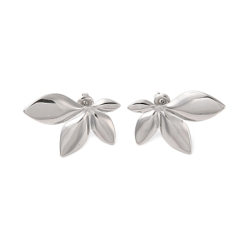 Non-Tarnish Leaf 304 Stainless Steel Stud Earrings for Women, Leaf, Leaf, 23x34.5mm