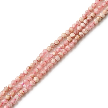 Natural Argentina Rhodochrosite Beads Strands, Faceted Round, 2mm, Hole: 0.1mm, about 243~246pcs/strand, 15.47''~15.75''(39.3~40cm)