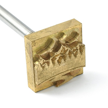 Stamping Embossing Soldering Brass with Stamp, for Cake/Wood, Golden, Mountain Pattern, 30mm