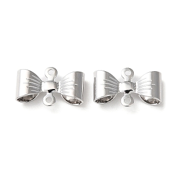 Brass Connector Charms, Bowknot Links, Real Platinum Plated, 7.5x11.5x3mm, Hole: 0.8mm