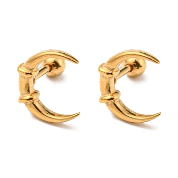 Ion Plating(IP) 304 Stainless Steel Stud Earrings, Crescent Moon, Golden, 11.5x10mm