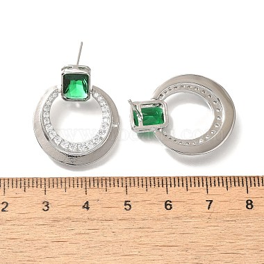 Brass Cubic Zirconia & Glass Stud Earrings(EJEW-M048-01P)-3