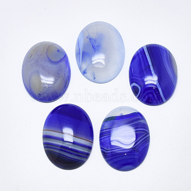 40mm Blue Oval Banded Agate Cabochons