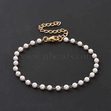Round Plastic Imitation Pearl Beaded Bracelets(BJEW-E054-07G)-2