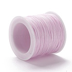Braided Nylon Cord, Chinese Knotting Cord for Jewelry Making Macrame Craft, Lavender Blush, 0.8mm, 100yards/roll(X-NWIR-K013-A15)