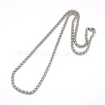 Tarnish Resistant 304 Stainless Steel Wheat Chain Necklace Making, Stainless Steel Color, 19.88 inch(50.5cm), 4mm(STAS-A028-N005P)