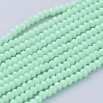 Imitation Jade Glass Beads Strands, Faceted, Rondelle, Aquamarine, 2.9~3.3x2~2.5mm, Hole: 0.5mm, about 158~162pcs/strand, 13.1~13.8"(33.4~35cm)(GLAA-G045-A08)