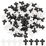 100Pcs 2 Colors Opaque Acrylic Beads, Cross, Mixed Color, 16x12x4.5mm, 50pcs/color(SACR-LP0001-02)