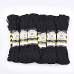 Polypropylene Fiber Ribbons, Wave Shape, Black, 7~8mm, 15yard/bundle, 6bundles/bag(SRIB-S050-B29)