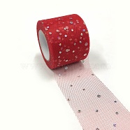 Glitter Sequin Deco Mesh Ribbons, Tulle Fabric, Tulle Roll Spool Fabric For Skirt Making, Dark Red, 2 inch(5cm), about 25yards/roll(22.86m/roll)(OCOR-P010-A-C17)
