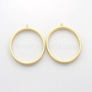 Matte Alloy Oval Pendants, Golden, 50x39x5mm, Hole: 3mm: 3mm, 35x41mm inner diameter(PALLOY-J413-11MG)