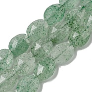 Natural Green Strawberry Quartz Beads Strands, Faceted, Flat Oval, 10x8x5mm, Hole: 1mm, about 38pcs/strand, 15.04''(38.2cm)(G-P544-D10-01)