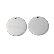 304 Stainless Steel Pendants, Stamping Blank Tag, Flat Round Charm, Stainless Steel Color, 23x1.3mm, Hole: 1.6mm(STAS-Q308-09R-P)