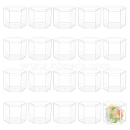 Hexagon Plastic Storage Boxes with Hat Cover, for Food, Small Items Storage, Clear, 5.85x6.8x5.5cm(CON-WH0084-81)