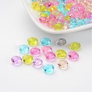 Transparent Acrylic Faceted Rondelle Beads, Mixed Color, about 8mm in diameter, 5mm thick, hole: 1.5mm(X-PL408Y)