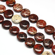 Natural Flat Round Brecciated Jasper Beads Strands, 20x7~9mm, Hole: 1mm, about 20pcs/strand, 15.74 inch(G-L246-22)