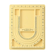 Plastic Rectangle Bead Design Boards, Necklace Design Board, Flocked, 9.25x12.80x0.79 inch, Light Yellow(TOOL-E004-01)