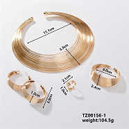 Elegant Luxury Iron Jewelry Set, Necklace & Bracelet & Earrings & Ring Set for Women, Golden(TA0228-1)