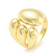 Rack Plating Brass Teardrop Open Cuff Rings, Long-Lasting Plated, Lead Free & Cadmium Free, Real 18K Gold Plated, Inner Diameter: 17mm(RJEW-Q784-11G)
