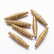 Tibetan Style Alloy Beads, Lead Free and Cadmium Free, Tube, Antique Golden, 25x5mm, Hole: 1mm(X-GLF0480Y)