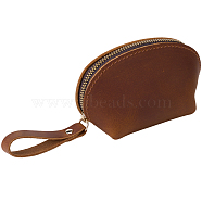 Leather Credit Card Wallets for Women Men, Coin Purse with Zipper, Saddle Brown, 7x11x5.55cm(AJEW-WH20007-10B)