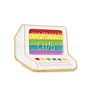 Rainbow Color Pride Colorful Enamel Pin, Gold Plated Alloy Badge for Backpack Clohtes, Computer, 28.5x37.5x1mm(JEWB-E016-15G-02)