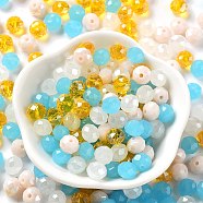 Glass Beads, Faceted, Rondelle, Aqua, 10x8mm, Hole: 1mm, about 560pcs/500g(EGLA-A034-LM10mm-52)