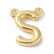 Rack Plating Brass Pendants, Long-Lasting Plated, Lead Free & Cadmium Free, Letter Charms, Real 18K Gold Plated, Letter S, 11x9x2mm, Hole: 1mm(KK-L216-003G-S)