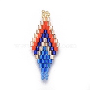 MIYUKI & TOHO Handmade Japanese Seed Beads Links, Loom Pattern, Rhombus, Dodger Blue, 32.5~33x12.5~13.5x1.7mm, Hole: 1.2~1.5mm(SEED-E004-J14)