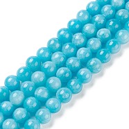Natural Mashan Jade Round Beads Strands, Dyed, Deep Sky Blue, 10mm, Hole: 1mm, about 41pcs/strand, 15.7 inch(G-D263-10mm-XS20)