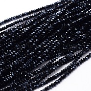 Faceted Rondelle Half Rainbow Plated Electroplate Glass Beads Strands, Black, 2.8~3x2mm, Hole: 0.8mm, about 200pcs/strand, 15.1 inch(X-EGLA-M006-2mm-A04)