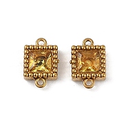 Ion Plating(IP) 304 Stainless Steel Cubic Zirconia Square Links Connector Charms, Real 18K Gold Plated, Goldenrod, 9.5x6.5x3mm, Hole: 0.9mm(STAS-K256-24G-09)