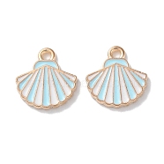 Alloy Enamel Pendants, Shell Shape, Light Blue, 13x12.5x1.5mm, Hole: 1.6mm(ENAM-O001-02B-G)