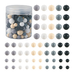 150Pcs 15 Styles Silicone Beads, DIY Nursing Necklaces and Bracelets Making, Chewing Pendants For Teethers, Round, Mixed Color, 9~15mm, Hole: 1.4~2.5mm, 10pcs/style(SIL-TA0001-30)
