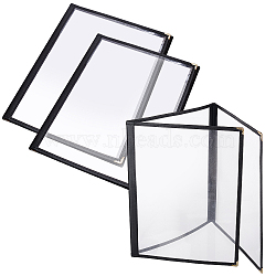 PVC Menu Cover Holders, Triple Fold 6 View Menu Sleeve, Fits A4 Size Paper, with Imitation Leather Edge, for Bar Cafe Restaurant, Clear & Black, 315x240x7mm(AJEW-WH0300-01E)