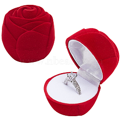 Rose Velet Jewelry Boxes, for Rings, Earrings, FireBrick, 5.1x5cm(CON-WH0092-63B)