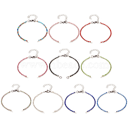 10Pcs 10 Colors Iron & Brass with Glass Rhinestone Bracelets, with 304 Stainless Steel Lobster Claw Clasps, for Link Bracelet Making, Mixed Color, 6-5/8 inch(17cm), Hole: 1.2mm, 1pc/color(AJEW-TA0001-29)