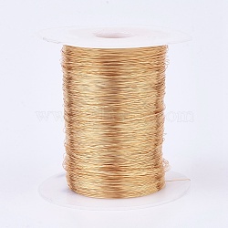 Eco-Friendly Round Copper Wire, Copper Beading Wire for Jewelry Making, Long-Lasting Plated, Real 18K Gold Plated, 28 Gauge, 0.3mm, about 3215.22 Feet(980m)/500g(CWIR-K001-01-0.3mm-KCG)