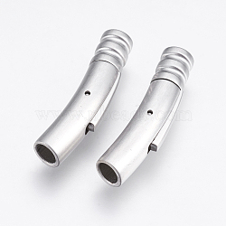 304 Stainless Steel Bayonet Clasps, Frosted, Stainless Steel Color, 30x6mm, Hole: 4mm(STAS-E427D-4P)