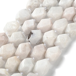 Natural Rainbow Moonstone Beads Strands, with Seed Beads, Faceted, Rhombus, 17~21x13~16x12~15mm, Hole: 1.2~1.4mm, about 18~19pcs/strand, 15.35~15.79 inch(39~40.1cm)(G-C182-21-02)