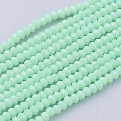 Imitation Jade Glass Beads Strands, Faceted, Rondelle, Aquamarine, 3x2~2.5mm, Hole: 0.5mm, about 186~190pcs/strand, 17 inch(GLAA-G045-A08)