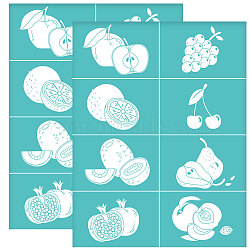 Self-Adhesive Silk Screen Printing Stencil, for Painting on Wood, DIY Decoration T-Shirt Fabric, Turquoise, Fruit Pattern, 280x220mm(DIY-WH0338-064)