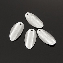Brass Blank Tag Flat Oval Slice Pendants, Silver Color Plated, 18x9x2mm, Hole: 1mm(X-KK-O033-S01)