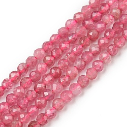Natural Tourmaline Beads Strands, Faceted, Round, 2mm, Hole: 0.3mm, about 176pcs/strand, 15.08~15.55''(38.3~39.5cm)(G-F619-20C-2mm)