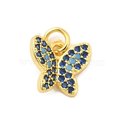 Real 18K Gold Plated Rack Plating Brass Micro Pave Cubic Zirconia Pendants Charms, Long-Lasting Plated, Lead Free & Cadmium Free, Butterfly, 8.5x9.5x2mm, Hole: 3mm(KK-S396-01I)